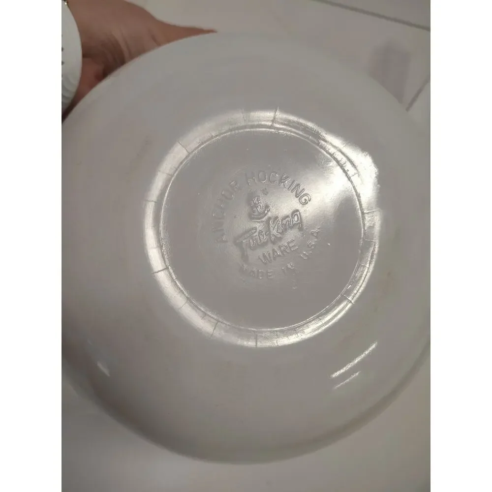 Fire King Anchor Hocking Meadow Green Handled Mixing Bowl c1970s USA 10